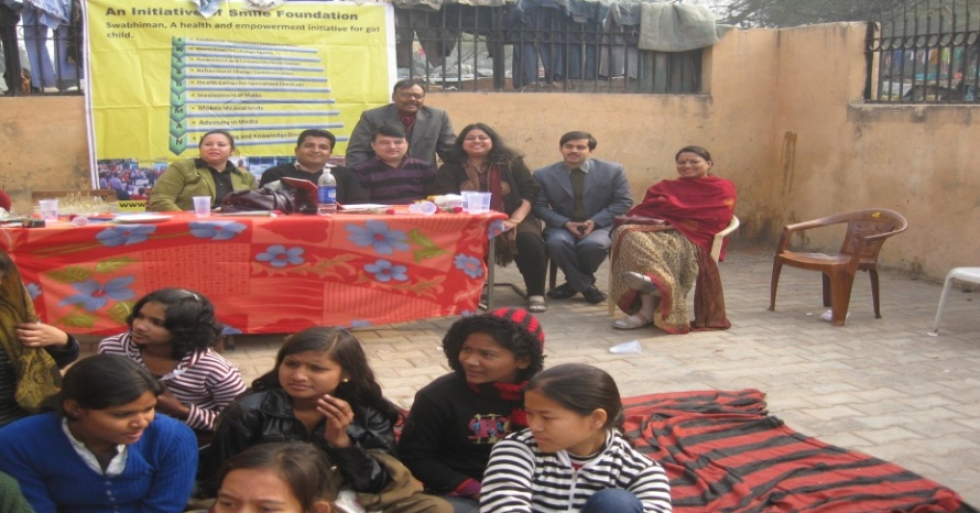 Lotus Herbals senior staff visiting project site and spending time with girl beneficiaries of the Swabhimaan programme