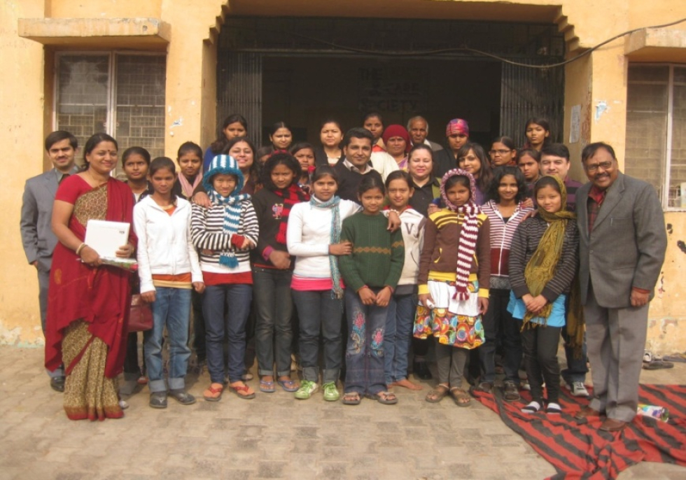 Lotus Herbals senior staff visiting project site and spending time with girl beneficiaries of the Swabhimaan programme