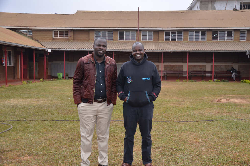 Reuben Wachira (right) the fundraising officer with the headteacher of St. Joseph Secondary School