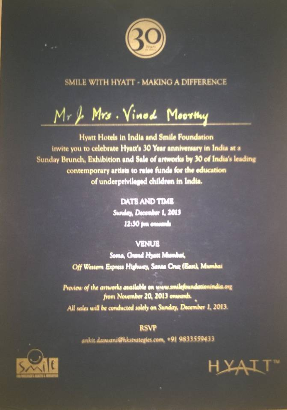 Example of an invitation