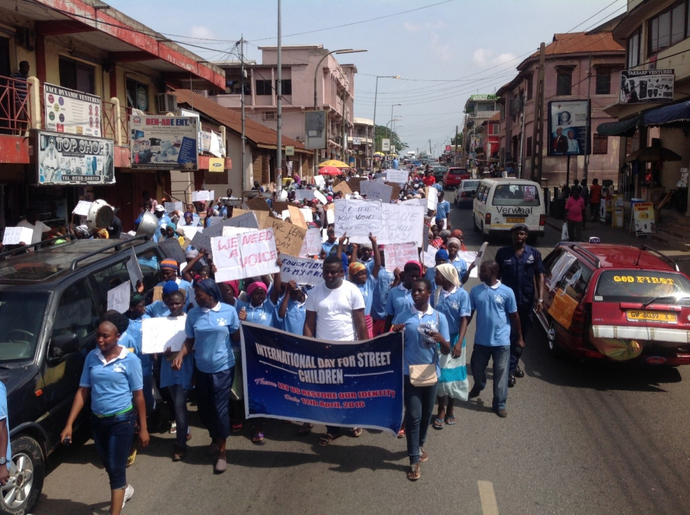 Use of placards and banners to put the message across