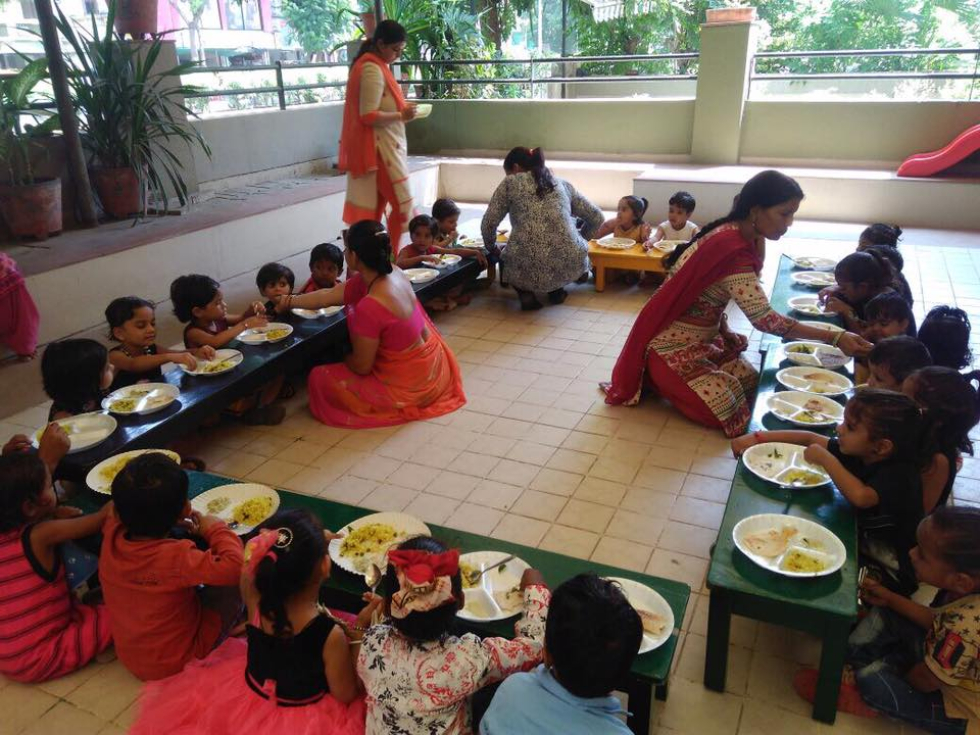 Anganwadi children at mealtime