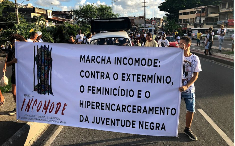 Banner stating the purpose of the march