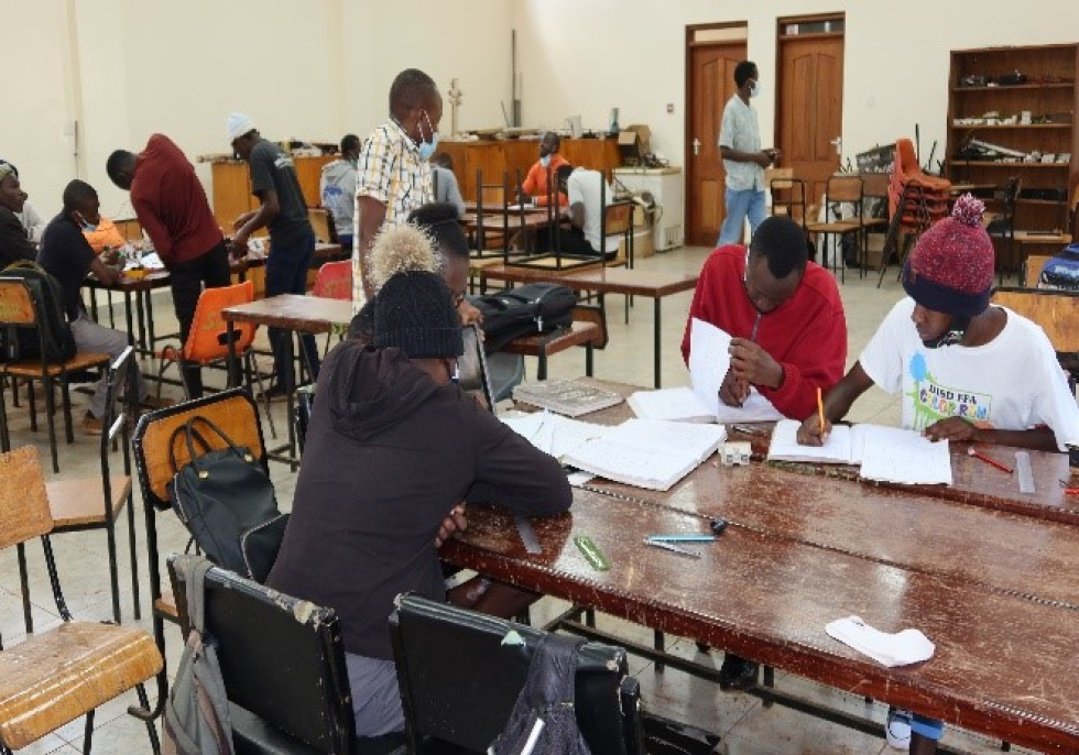 Students at the Technical College studying in the workshops